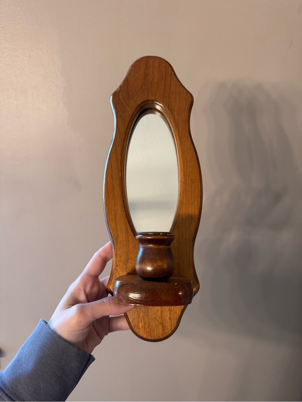 Vintage Wooden Wall Candlestick Holder Sconce